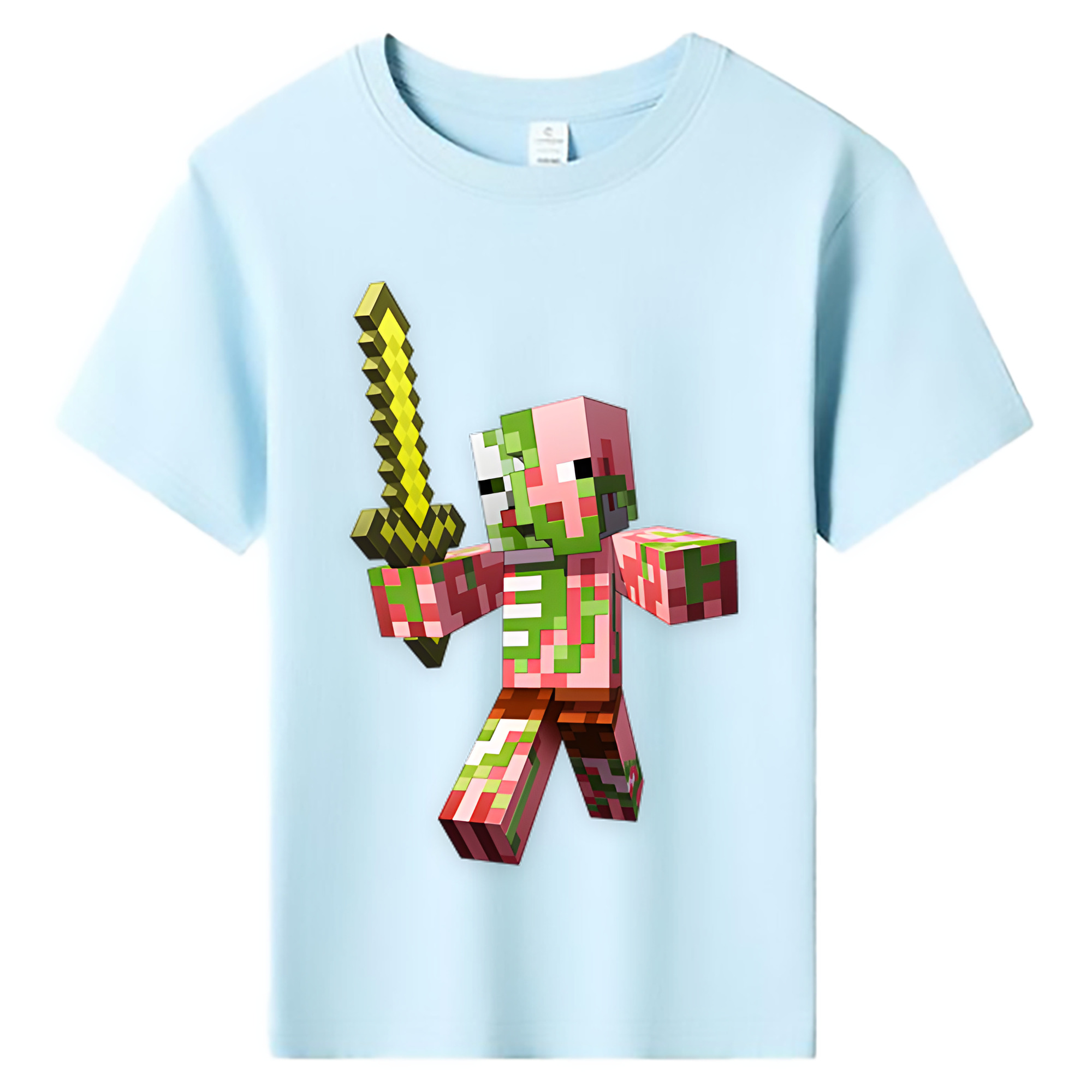 （画像用） マインクラフト ブロックの世界 Minecraft MC Block world 綿100％キッズTシャツ（フロントプリント）